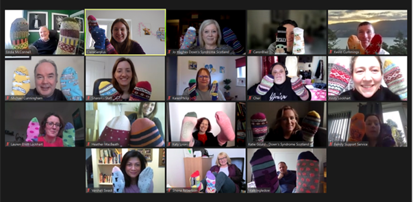 DSScotland's tweet photo. All the team are wearing our loudest and wackyest socks today to celebrate World Down's Syndrome Day. We would love to see yours as well. Share them with us here!  #WorldDownsSyndromeDay #LotsOfSocks https://t.co/FJkePTy2ln