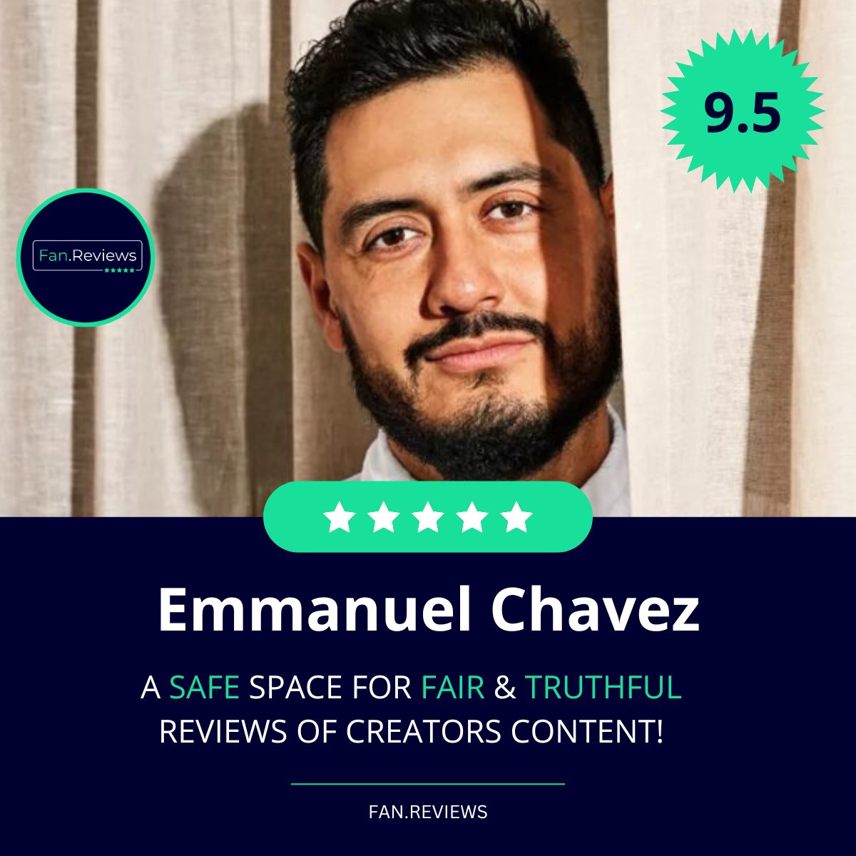 Congratulations to Emmanuel Chavez for having a 9.5 rating on FanReviews. Check out the reviews on our site 🎉 FanReviews - A safe space for fair & truthful reviews of Creator content! 💯 Profile link:👉fan.reviews/creator/culina…