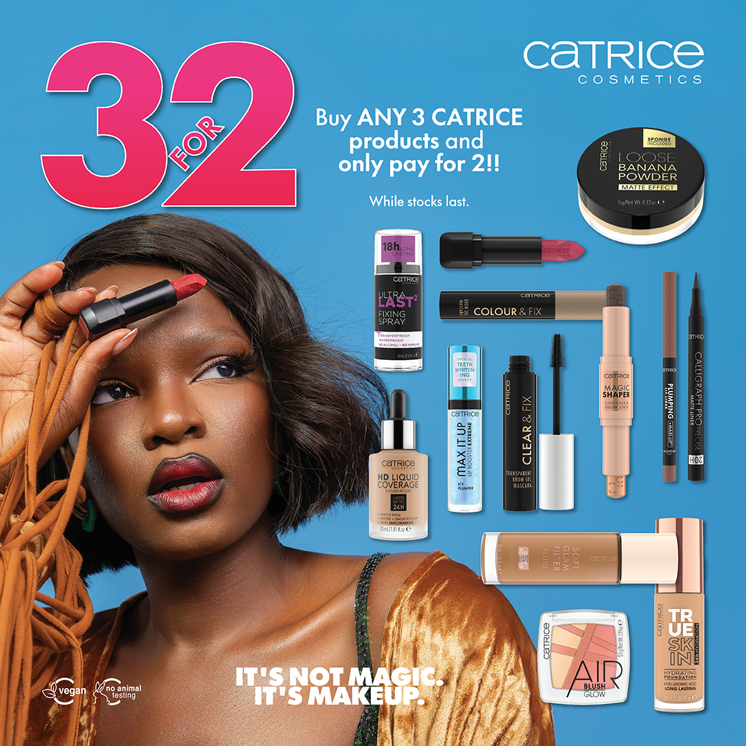Psst... Calling all makeup enthusiasts💄! Shop Catrice's 3 for 2 promo at @Clicks_SA - it's your golden ticket to savings. Treat yourself to the products you've been itching to try! Offer valid from 21 March - 17 April 2024🥰