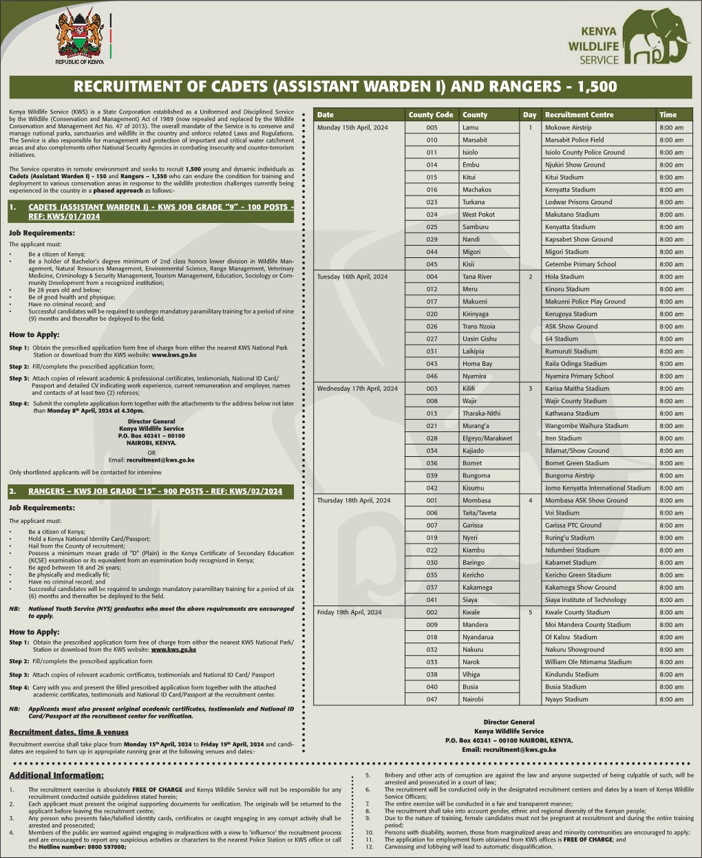 Amboseli National Park on X: &ldquo;Vacancies Announcement! Kindly take 