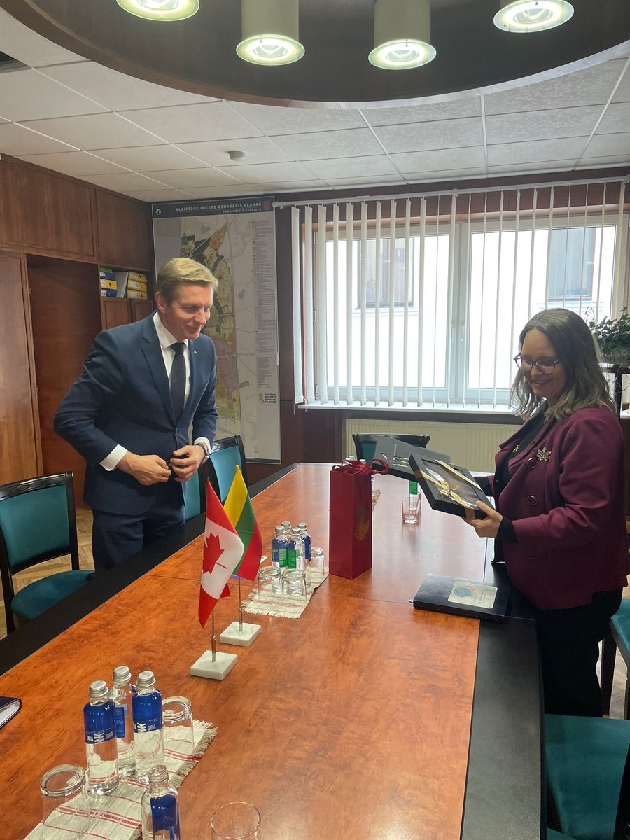JSautCan's tweet photo. First day in #Klaipėda!  Visit with Mayor Vaitkus, Mr. Latakas @portofklaipeda1 and a tour of @LCCuniversity. #WarmWelcome at each stop. https://t.co/6obKSH1mgd