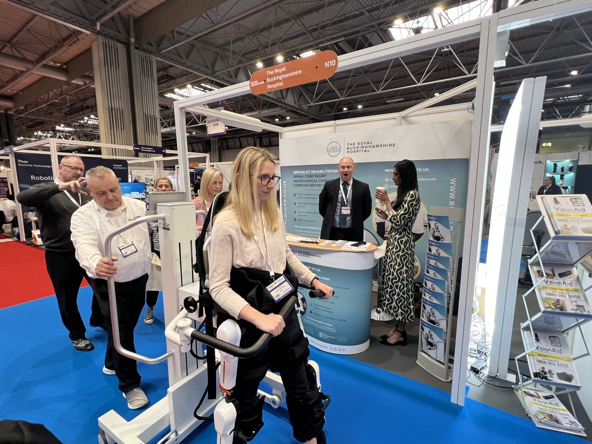 Demonstrating our capabilities ⁦@NaidexShow⁩ at the NEC. ⁦⁦@theroyalbucks⁩ we are leading the way in spinal cord injuries, acquired brain injuries, stroke and neuro rehabilitation. Visit us at stand N10.