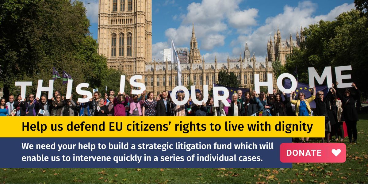 Help us build a strategic litigation fund 💪 📢 No matter where we were born, the colour of our skin, or how much we earn, we all deserve to live with dignity in the country we call home. 🔗 Find out more and donate: crowdjustice.com/case/eu-citize…