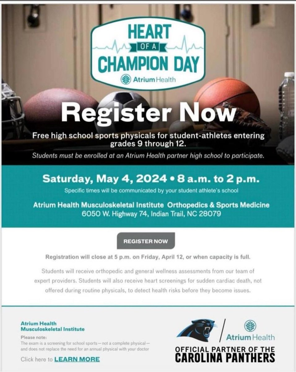 Fall sports are coming quick!  Sign up for a free physical
heartofachampiondayreg.org/Union.aspx <a href="/prhs_athletics/">Porter Ridge Athletics</a>