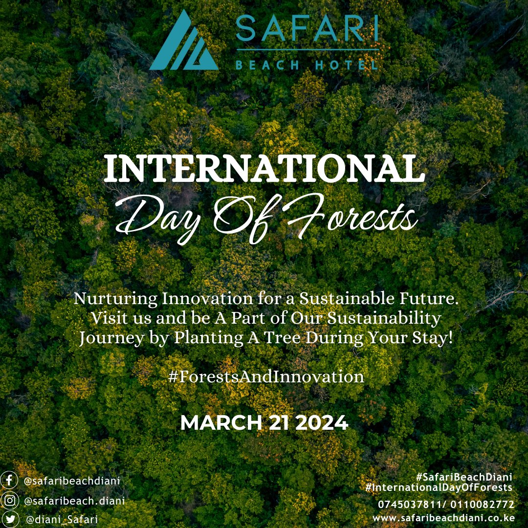 Happy #InternationalDayofForests! As stewards of sustainability, we recognize the vital role forests play in our ecosystem. Through innovation and conservation efforts, we are committed to preserving these precious landscapes for future generations. #SafariBeachDiani