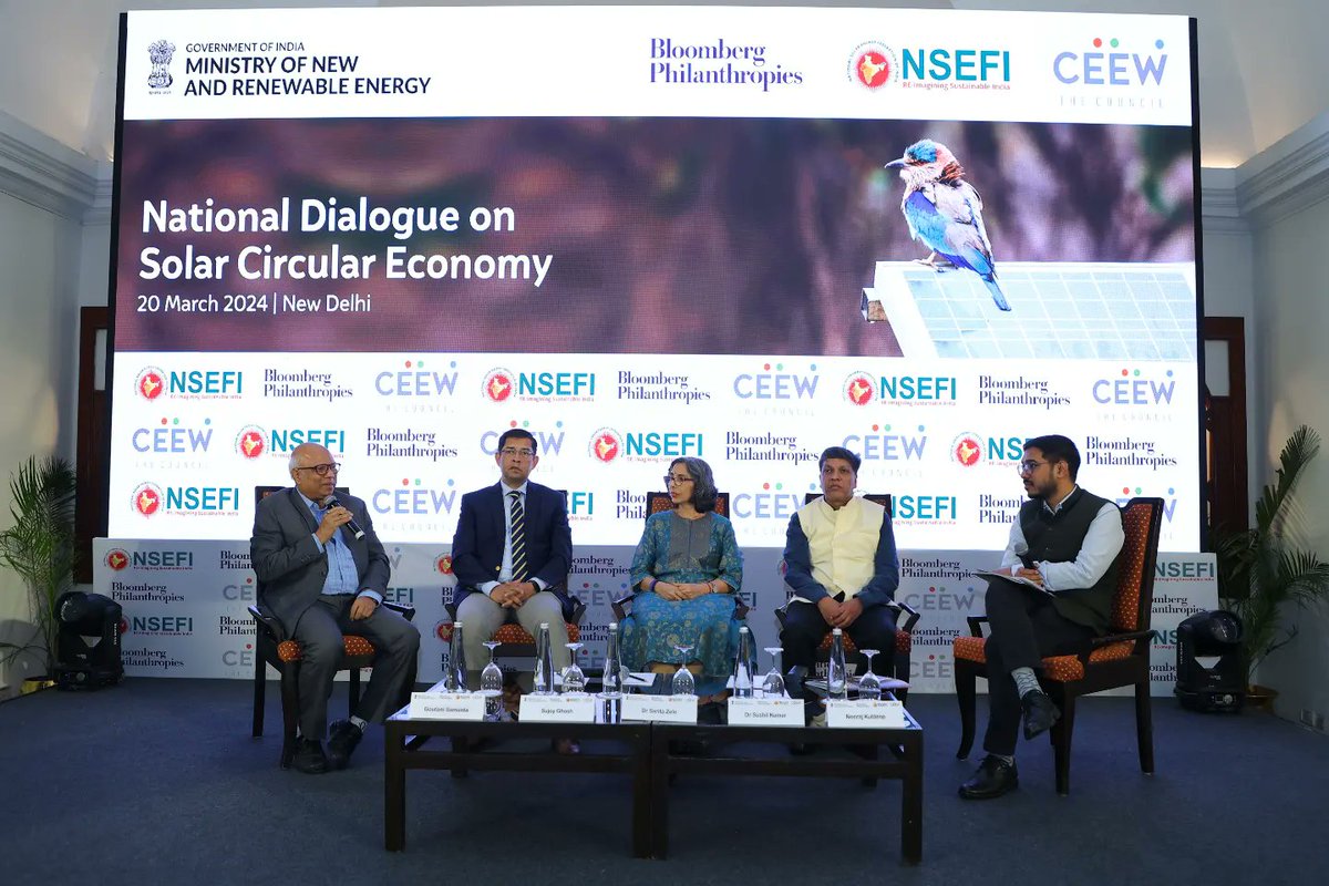 #NSEFI in collaboration with @CEEWIndia and with the backing of @mnreindia, orchestrated THE National Dialogue on Circular Solar Economy at the Ambassador Hotel in New Delhi This gathering convened a diverse array of stakeholders to deliberate on the imperative of integrating…