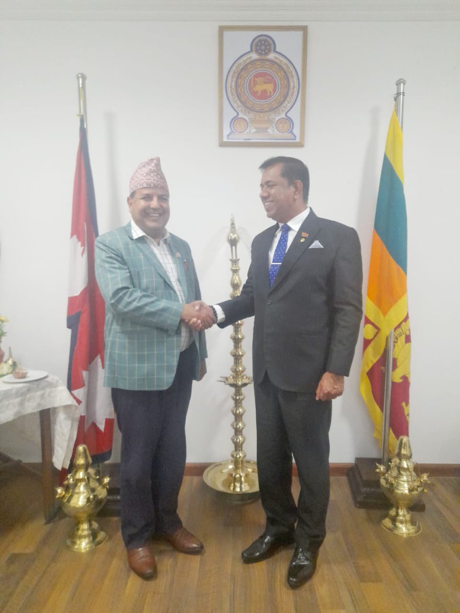 Ambassador H.E Sudarshana Pathirana and Hon. Sunil Sharma, MP of Nepal and Dean of Kathmandu Medical College had a meeting on 20th March 2024 at the Embassy premises. The meeting was held in a cordial atmosphere to enhance education relations between Sri Lanka and Nepal.