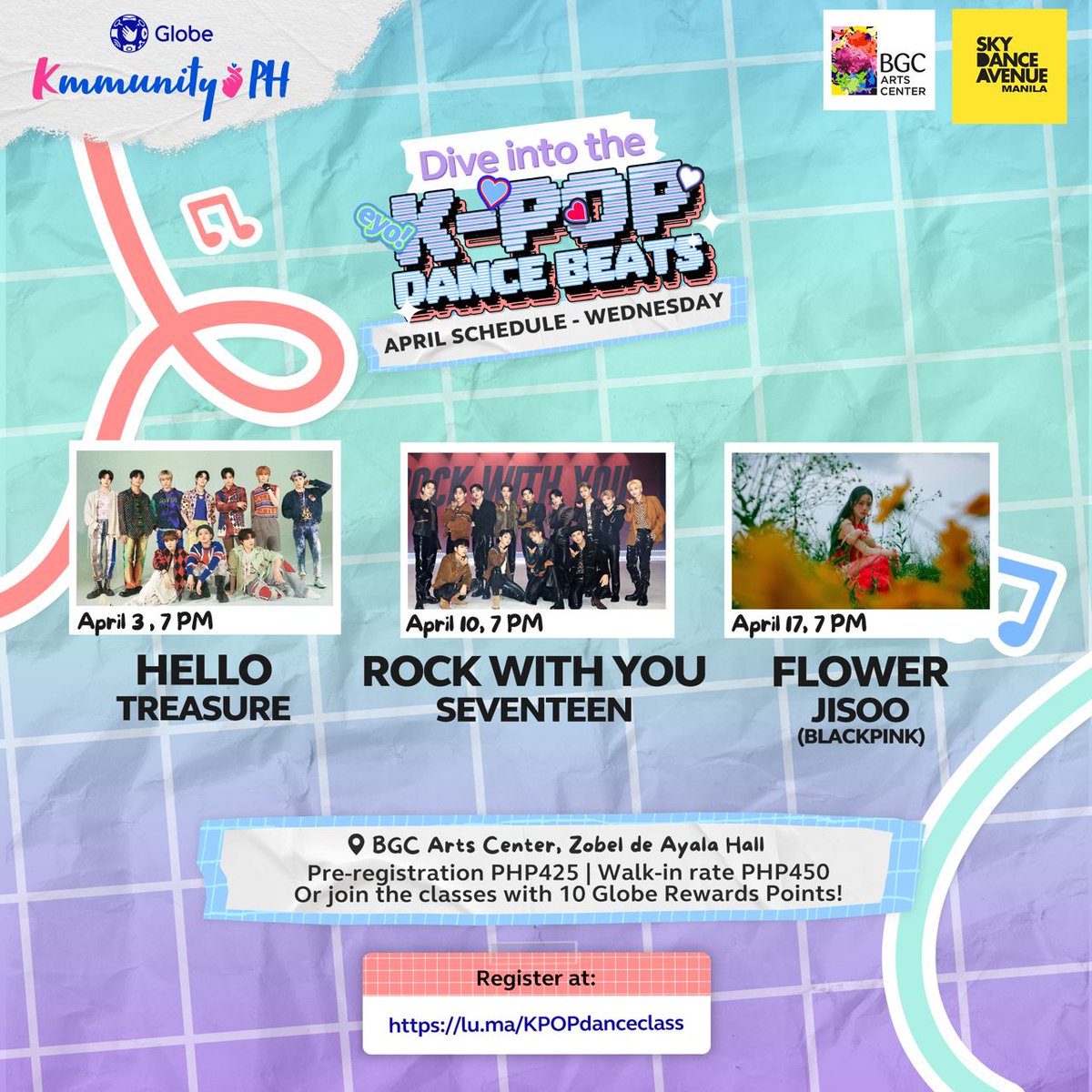 CaratLandPH's tweet photo. Hello April! Ito na ang summer ganap mo with your chingus: join the #KmmunityPHDanceClass 🕺 Comment down below which class you're joining!
Register at https://t.co/CBpaGXSanz
Join by redeeming 10 Globe Rewards Points per class using the GlobeOne app
@KmmunityPH https://t.co/RD2YSnOSgy
