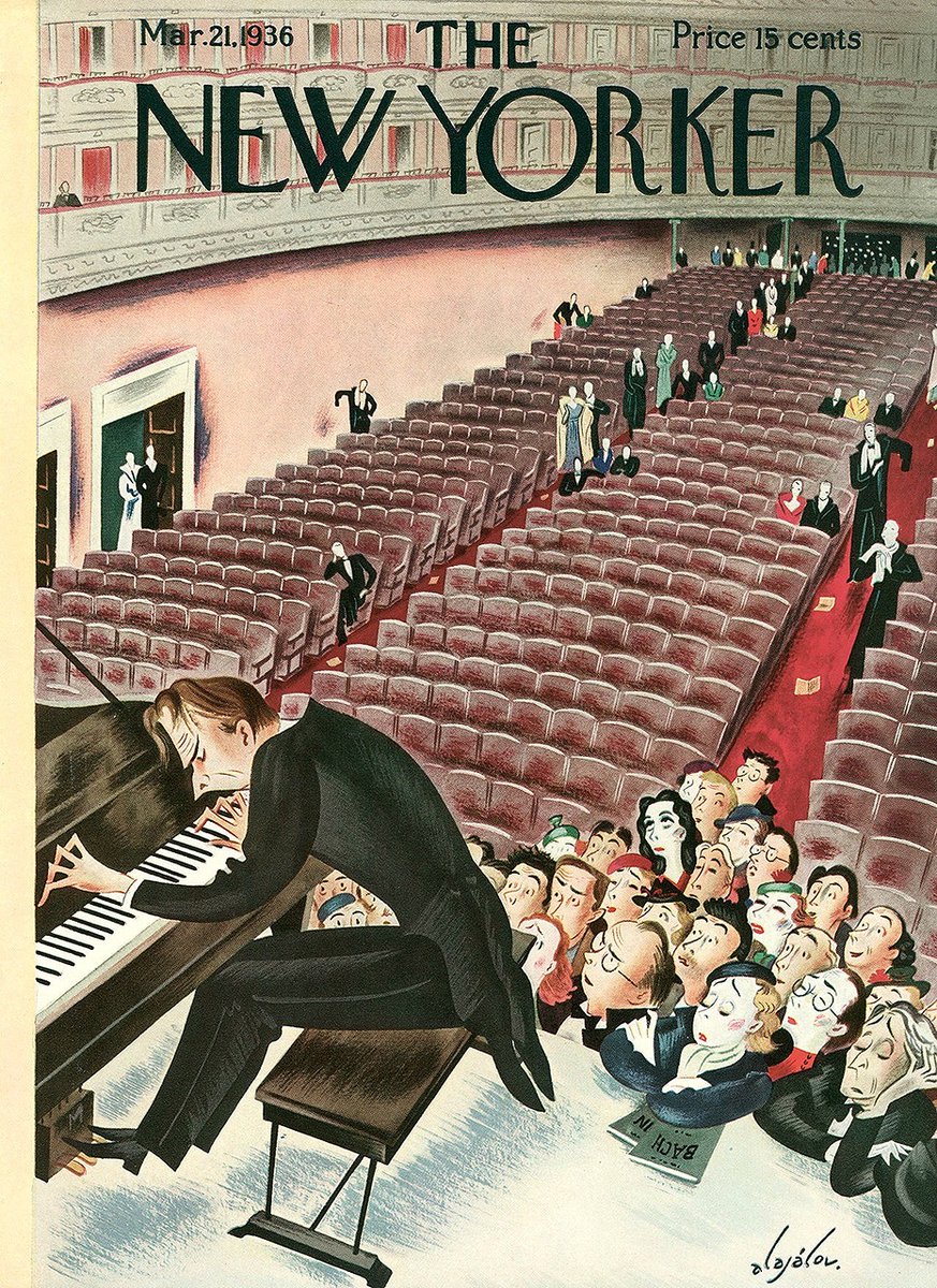 #OTD in 1936
(Encore!)
Cover of The New Yorker, March 21, 1936
Constantin Alajálov
#TheNewYorkerCover #ConstantinAlajálov #concerthall #pianoconcert #concertpianist #Bach