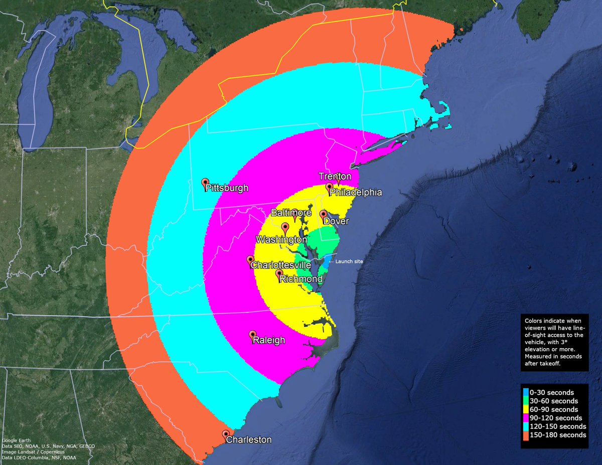 @NatReconOfc @NASAWallops Launch visibility map for those on the East Coast willing to give up some sleep to catch a glimpse of Electron crossing the sky