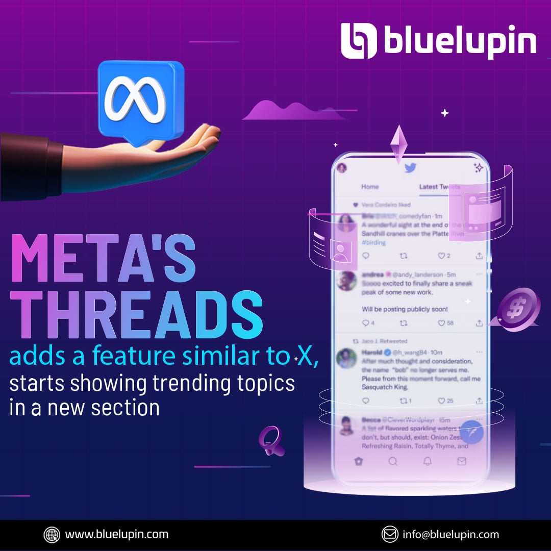 Meta has added another feature similar to X, earlier called Twitter. The social media platform has added a section that shows trending topics.

#bluelupin #update #appupdate #metaupdates