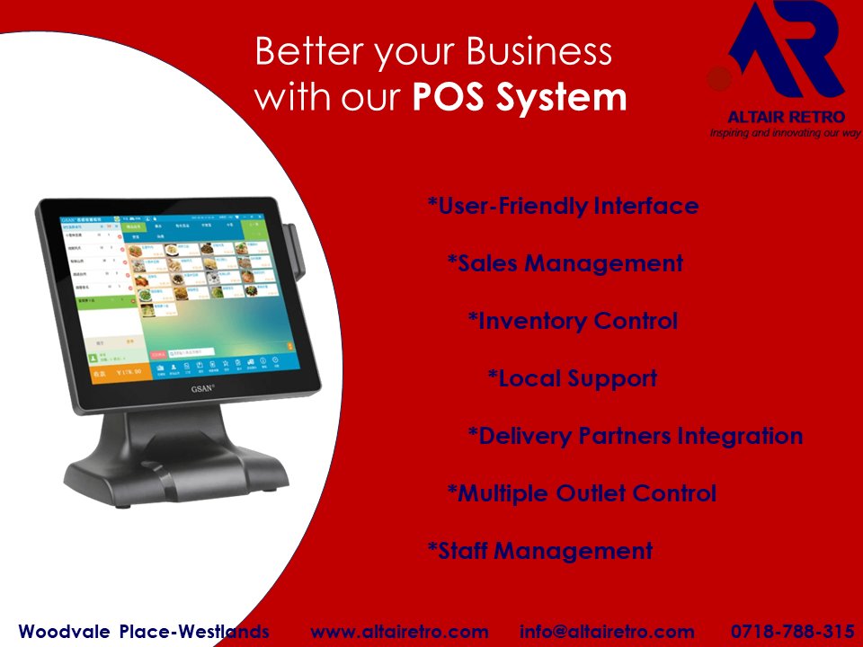 Altair_Retro's tweet photo. Our POS System streamlines operations, enhances customer experience, and drives business growth seamlessly.
#KenMijungu
#Fernandes Barasa
#kmtc
#stockmarkets
#Mary Moraa
#Peter Salasya
#Dr Raymond Omollo
#DoctorsStrikeKE
#TheCS
#PrimeMinister Narenda Modi https://t.co/5VE9iXxk91