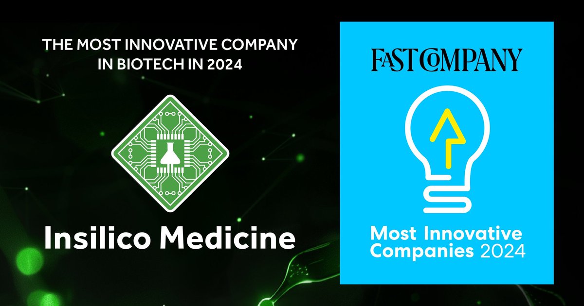 OsinakachiAkuma's tweet image. Thrilled to congratulate @InSilicoMeds on clinching the #1 spot in biotech by @FastCompany !@biogerontology, and his brilliant team merge biomedicine with tech to revolutionize #DrugDiscovery. A well-earned ranking for their phenomenal work! 🧬💻 #AIinBiotech #PharmaAI