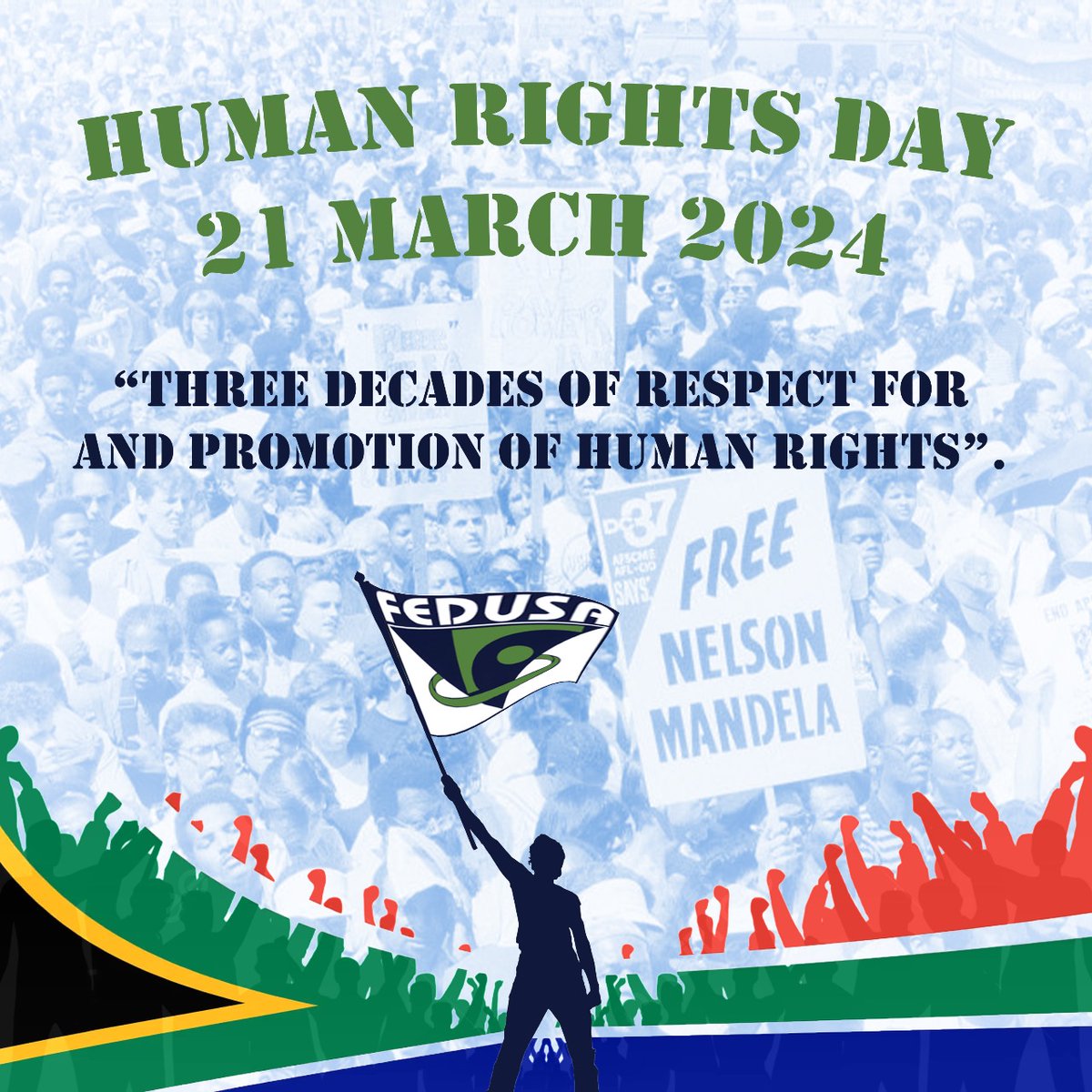 FEDUSA joins South Africa in commemorating Human Rights Day. A day to commemorate and honour those who fought for our liberation and the rights we enjoy today. #HumanRightsMonth2024 #HumanRightsDay #30yrsFreedom #FedusaCares @unionofchoice