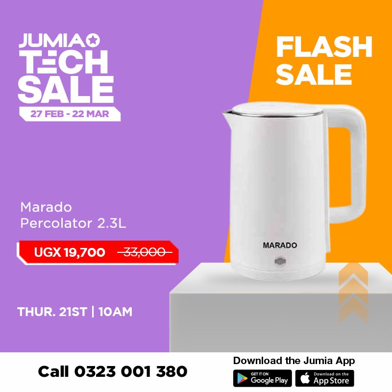 💥10AM FLASH SALES! 💥 

Tech Sale is almost OVER! 

Don’t miss out on the best tech deals of the year with flash sales this morning 🥳! #JumiaTechSale  

Click >> bitly.ws/39CV8