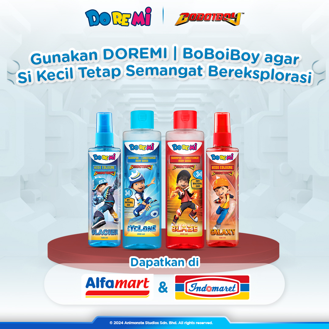 Si Kecil suka main ke playground gak, Moms? Sebelum main ke playground jangan lupa spray dulu DOREMI BoBoiBoy Cologne Glacier biar Si Kecil tetap semangat bermain seharian. 🤩🛝 Dapatkan di @alfamart & @indomaret sekitar Moms. #DOREMIxBoBoiBoy #CelebrateLittleHero #BoBoiBoy