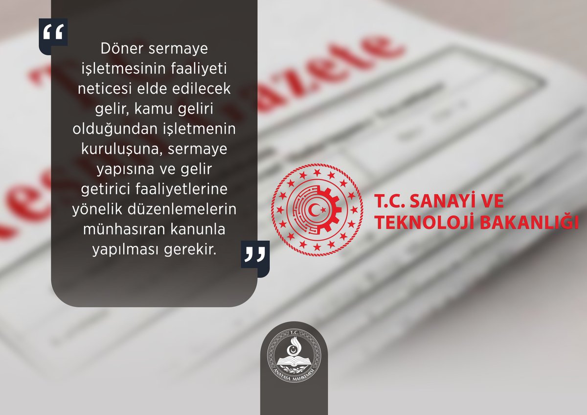 Sanayi ve Teknoloji Bakanlığının Yetki Alanlarına İlişkin Düzenlemeler İçeren Bazı Kuralların İptali anayasa.gov.tr/tr/haberler/no…