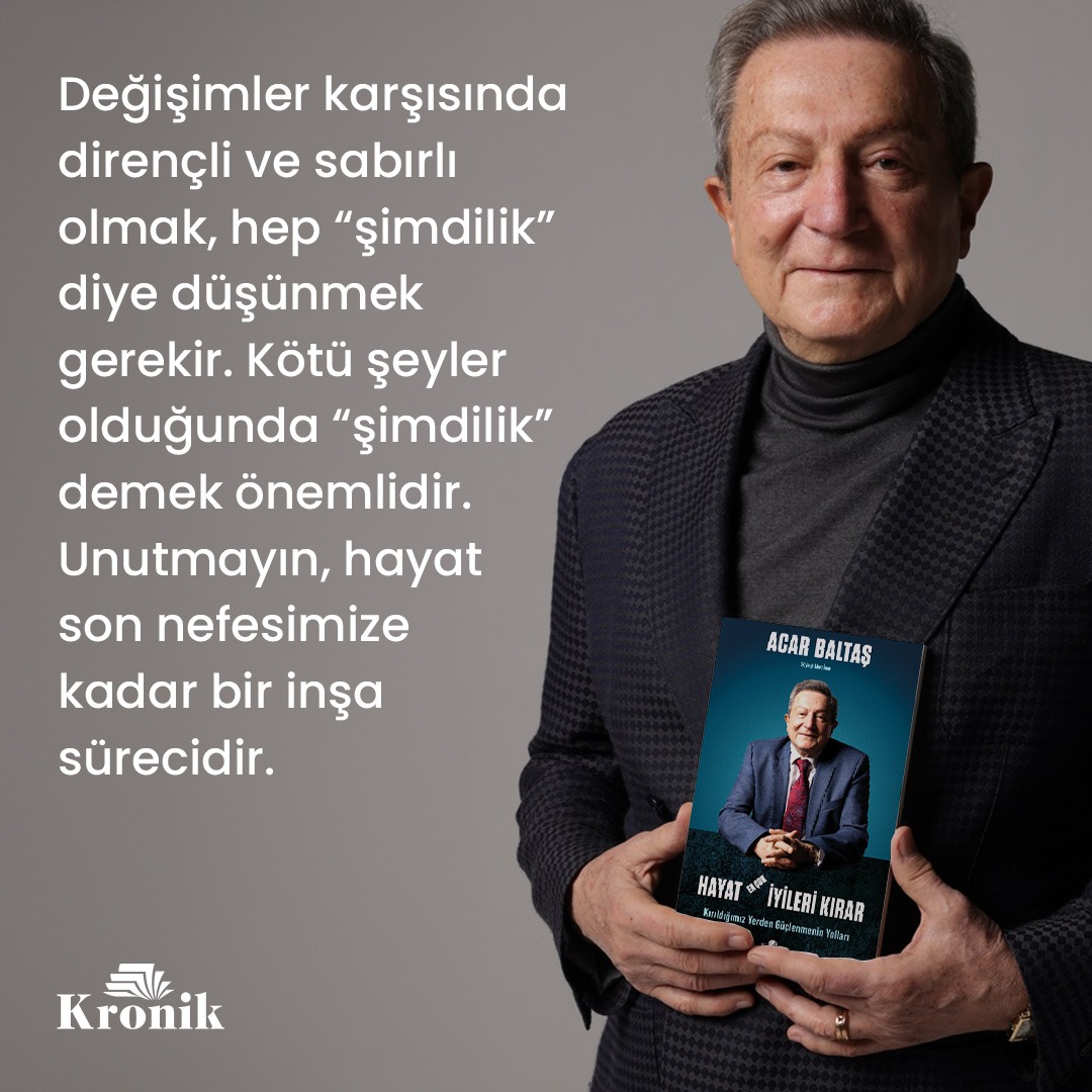 Değişimler karşısında dirençli ve sabırlı olmak, hep 'şimdilik' diye düşünmek gerekir. Kötü şeyler olduğunda 'şimdilik' demek önemlidir. Unutmayın, hayat son nefesimize kadar bir inşa sürecidir. #hayatençoki̇yilerikırar #değişim #dirençli #sabırlı #şimdilik #düşünmek #hayat