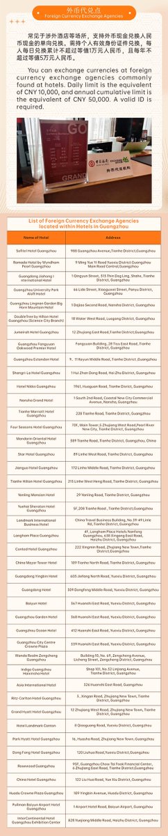 Frankwo96320980's tweet image. Currency Exchange Guide for Overseas Visitors to Guangdong
Welcome to Guangdong!During your visit to Guangdong, if you want to exchange cash for RMB, please choose the following facilities:
#Guangdong #CurrencyExchangeGuide