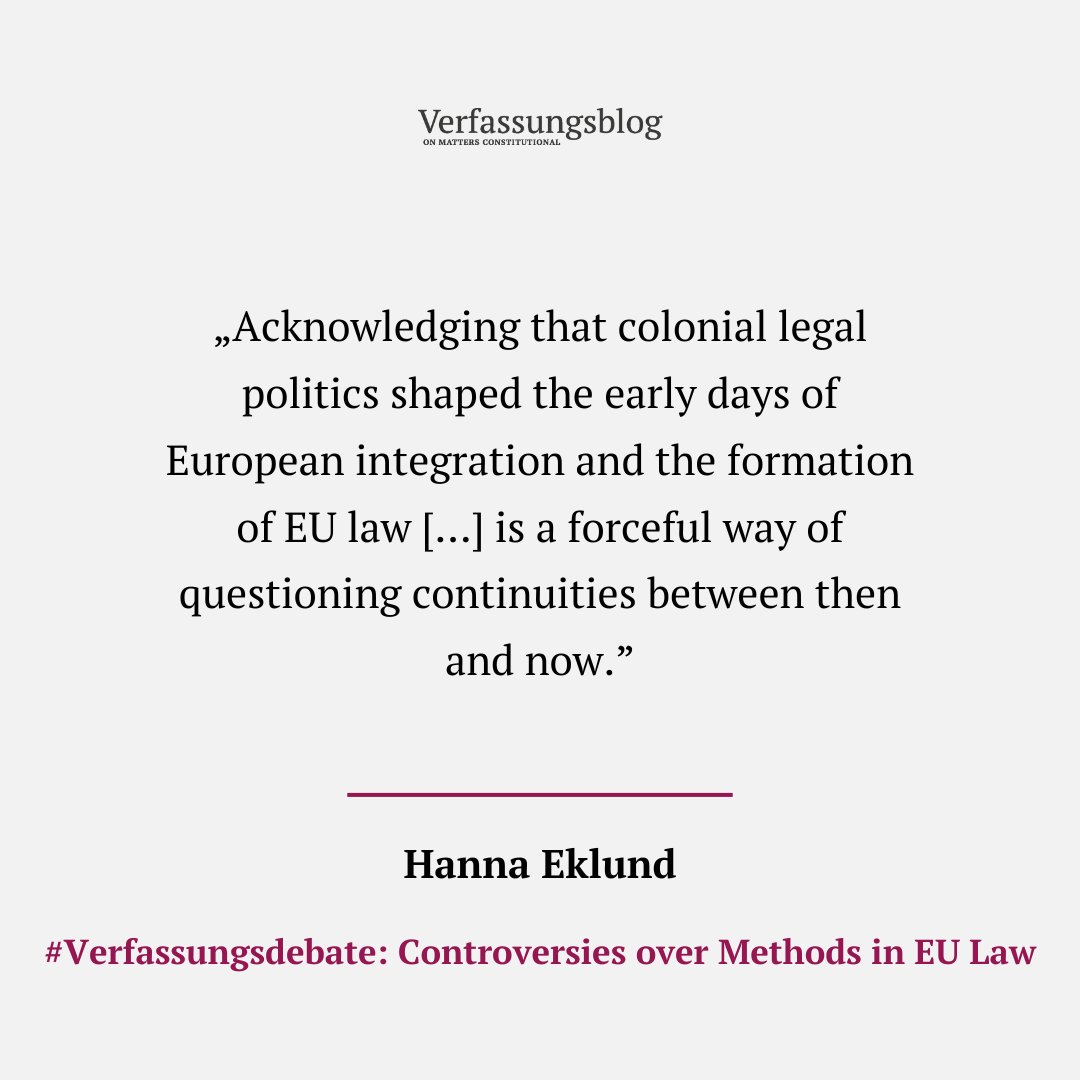HANNA EKLUND argues that Europe’s centuries long history of colonialism is not just a historical exercise but also a starting point for an examination of EU law of today. verfassungsblog.de/colonialism-an…
