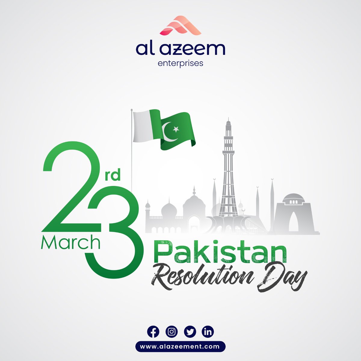 alazeementpk's tweet photo. 23 March, Youm-e-Pakistan, Day of #Pride &amp; #Honor.

Let’s revive spirits of #Muslims who struggle for the country &amp; created an #Islamic Republic State #PAKISTAN.

#PakistanDay #23march #PakistanResolutionDay #PakistanDay #23March1940 #LahoreResolution #JinnahDay #alazeement https://t.co/Yi8jBEC72f