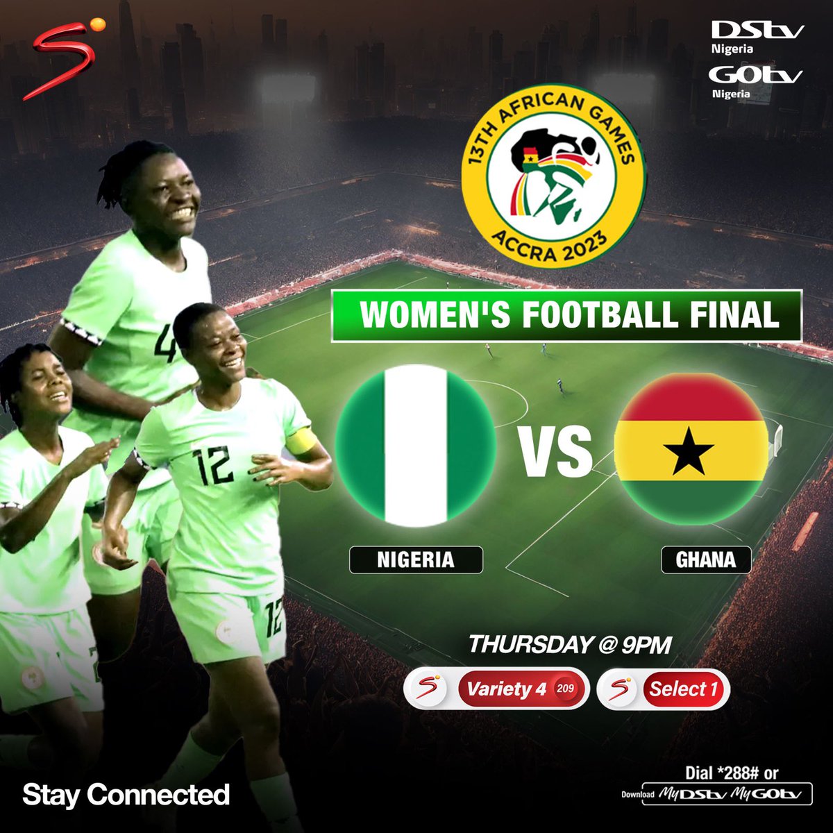 DStvNg's tweet image. Hi @dstv_ghana 🙃, 

Get ready to witness Accra turning green and white as the Falconets paint the town with victory. Enjoy the trophy ceremony, and don’t miss the afterparty, we usually come in our numbers! 🏆🎉 

#accra2023 #africagames2023 #Falconets #DStvAAG