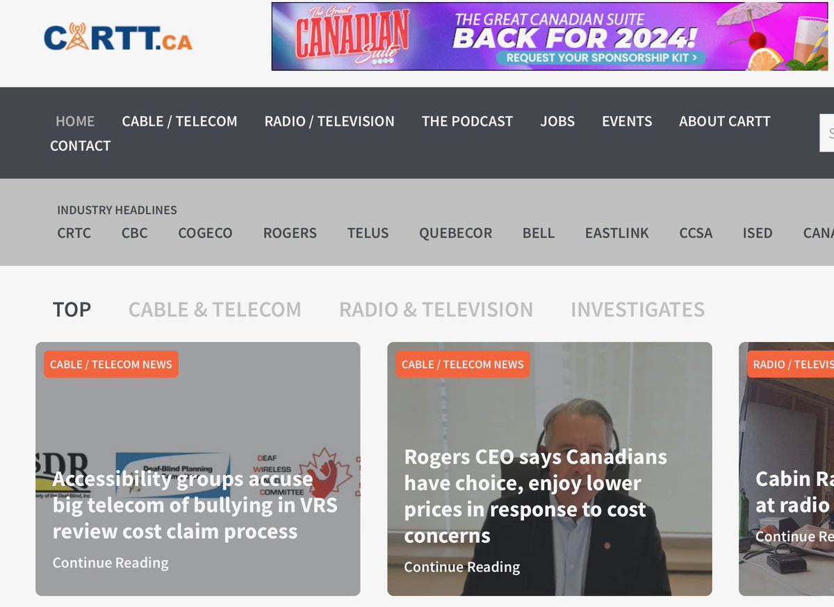 The DWCC is in the news. See @CarttCa 'Accessibility groups accuse big telecom of bullying in VRS review cost claim process'

link: cartt.ca/accessibility-…

#AccessibilityLens #CRTC #HearingPrivilege #policydirection #AccessibleCanada #SRVCanada #CanadaVRS