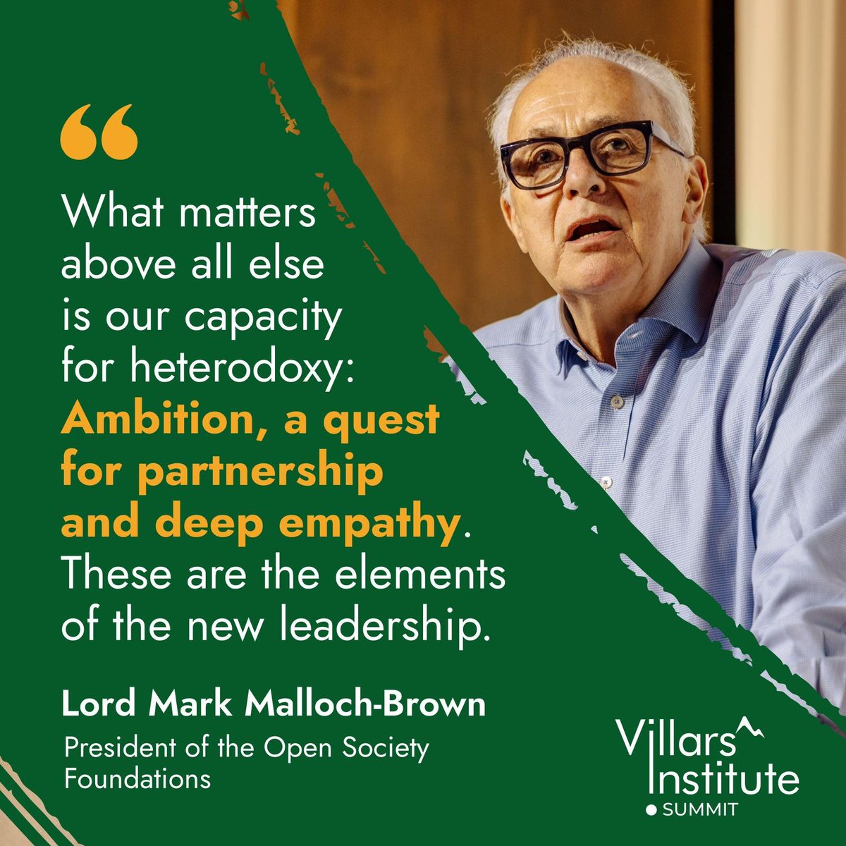 #VillarsSummit Day 1! Drawing on a remarkable career including former Deputy Secretary General of the United Nations (@UN ) and Administrator of @UNDP, Mark Malloch-Brown delivered a powerful and inspiring message for the 3rd Villars Institute Distinguished Lecture @OpenSociety