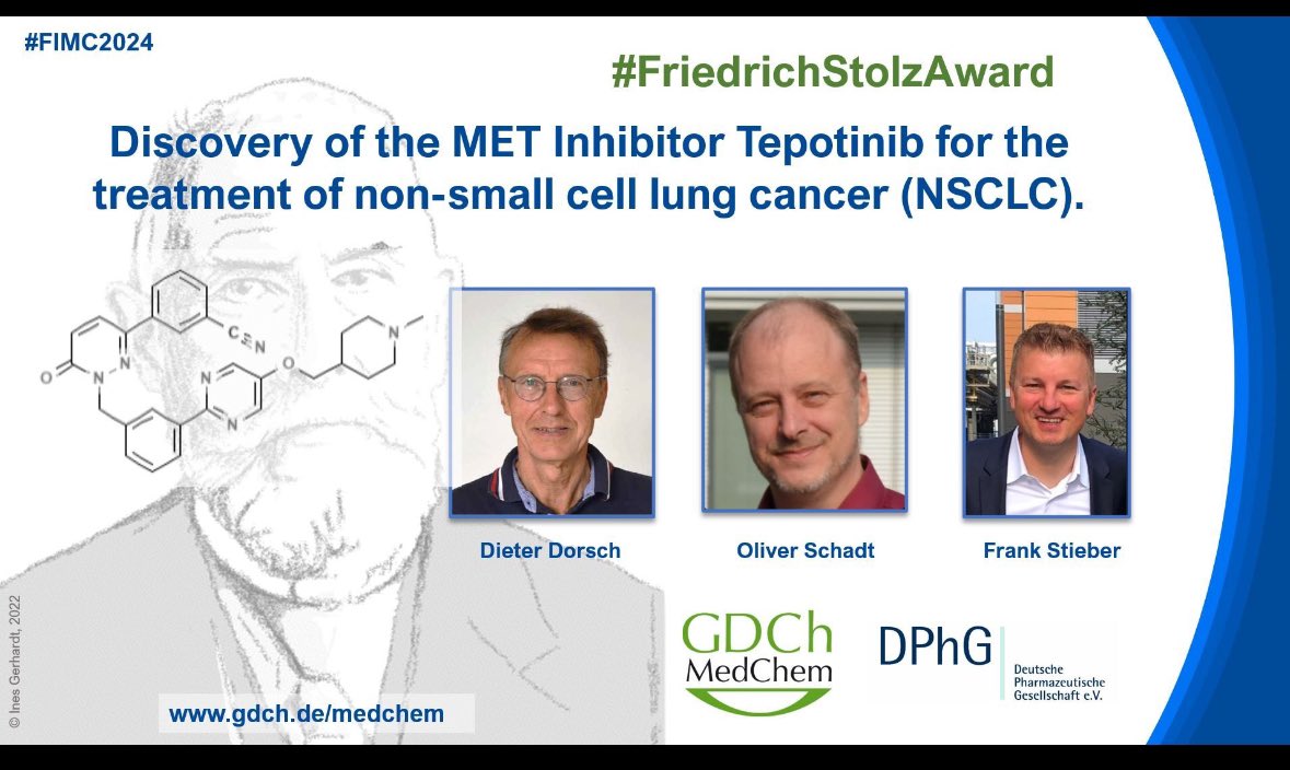 HartungIngo's tweet photo. Congrats to Oliver Schadt, Dieter Dorsch &amp; Frank Stieber @merckgroup for winning the Friedrich Stolz Award of the section for medicinal chemistry of the @GDCh_aktuell. Helping patients in need starts with designing &amp; synthesizing the right molecule. What they did! https://t.co/ft53vasPlL