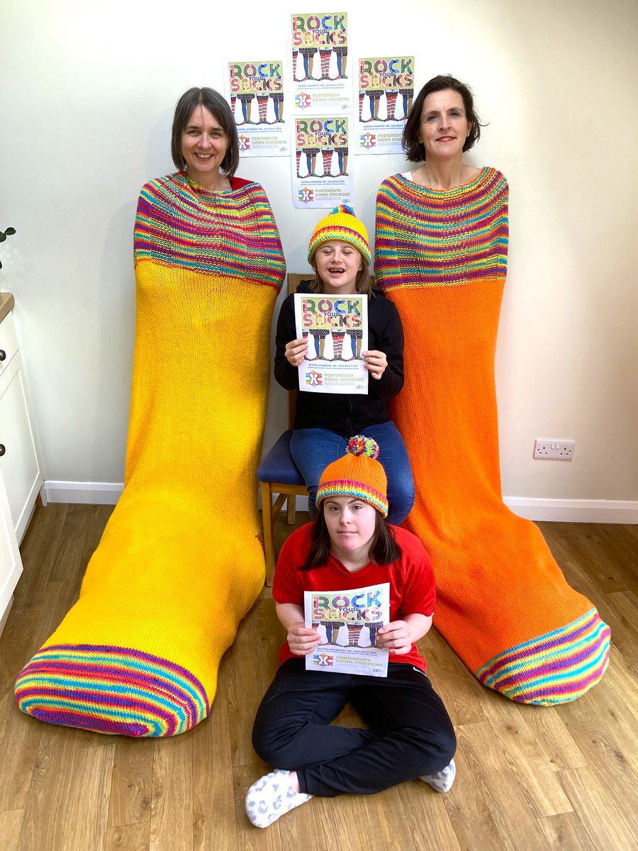 🎉🧦 Sock Alert! 🎉 We said #RockYourSocks for @WorldDSDay, & boy did you deliver! Featured in @PortsmouthNews today, are these the UK’s longest pair of knitted socks, crafted by Megan’s Aunt Elizabeth?! We think they are SOCKTASTIC! #RockYourSocks #WDSD2024 🧦🎉@pompeycrook