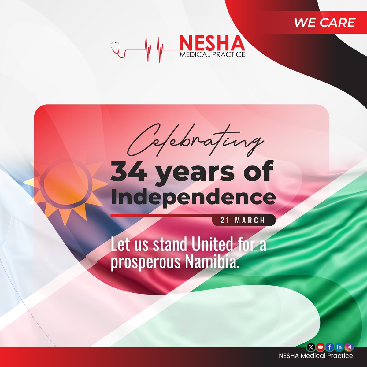 NeshaMedical's tweet photo. Celebrating 34 years of independence let us stand United for a prosperous Namibia.

#IndependenceDay 
#prosperity https://t.co/gkpbJpoIWo