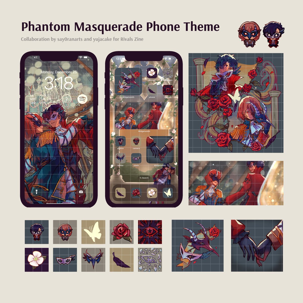 ✨ Presenting the phone theme created in collaboration with @say0ranarts for Rivals Zine!! ✨ - If you missed the initial distribution, it is now available on k0-fi (details ⬇️)