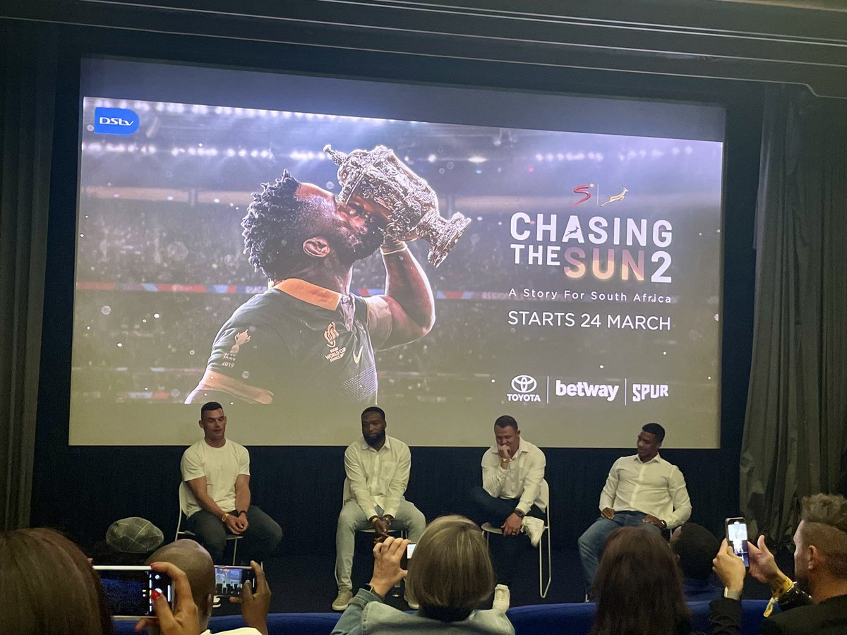 Incredible @SuperSportTV on Chasing the Sun 2 🔥Watched ep 1 which will air this Sunday(8 pm movie slot) with some of the stars of the show: Kriel, Am, Fourie & Williams 🇿🇦 Nation of champions. Nation of story tellers! NB : dust off the heart meds and have tissues. @Springboks