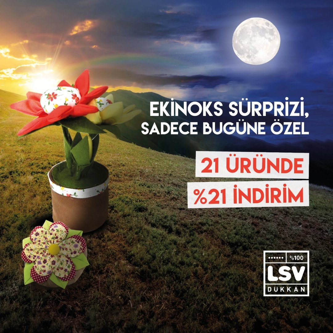 21 Mart; yılın ilk ekinoksu, doğanın uyanışı, baharın başlangıcı🌸 Bu günü kutlamak için LSV Dükkan'da da 21 Mart'a özel 21 Üründe %21 İndirim var! Baharı evinize taşımak ya da sevdiklerinize bahar hediye etmek isterseniz hemen tıklayın👇 lsvdukkan.com