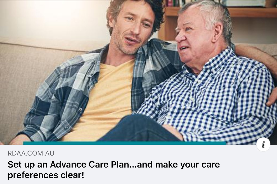 It's National #AdvanceCarePlanning Week...an ideal time for rural Aussies to talk with their doc about setting up an Advance Care Plan to enable their care preferences to be clear should they ever be unable to communicate themselves. bit.ly/3J6zhOt #acpweek24 #medtwitter