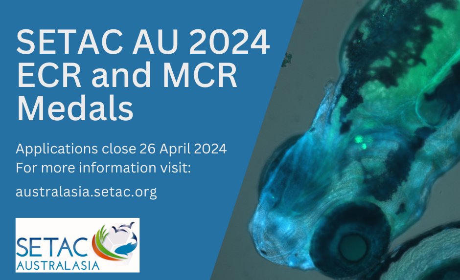 The SETAC AU 2024 Early-Career Medal and Mid-Career Medal are now open for applications! Applications close 26th April. For more information visit australasia.setac.org/categories/awa…