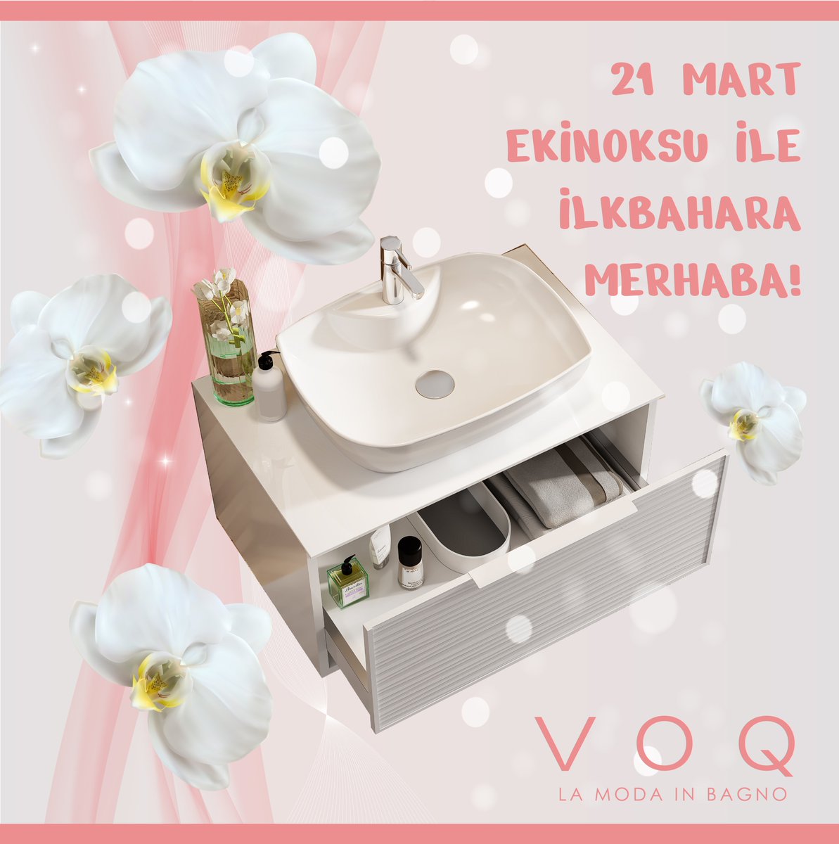 21 Mart ekinoksu ile ilkbahara merhaba! Hello spring with the March 21 equinox! #voq #voqbagno #lamodainbagno #arredobagno #bathroomfurniture #banyomobilyası #equinox #ekinoks