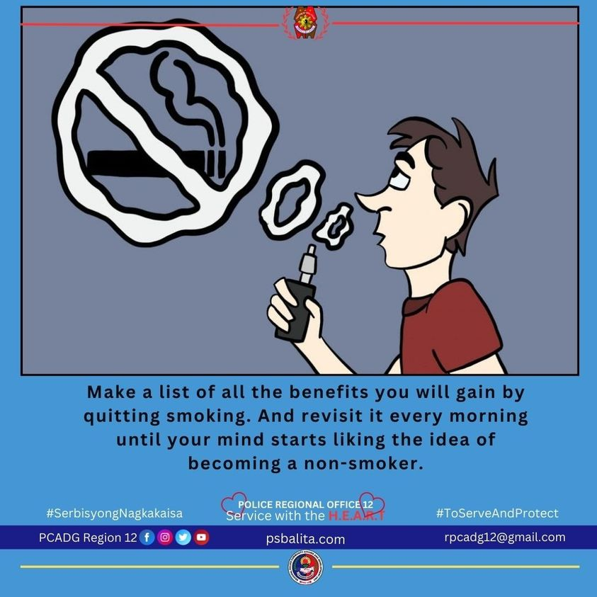 No to vaping!

#PCADGRegion12
#BagongPilipinas
#servicewithheart
#SerbisyongNagkakaisa
#SerbisyongNagkakaisaParaSaPilipinas