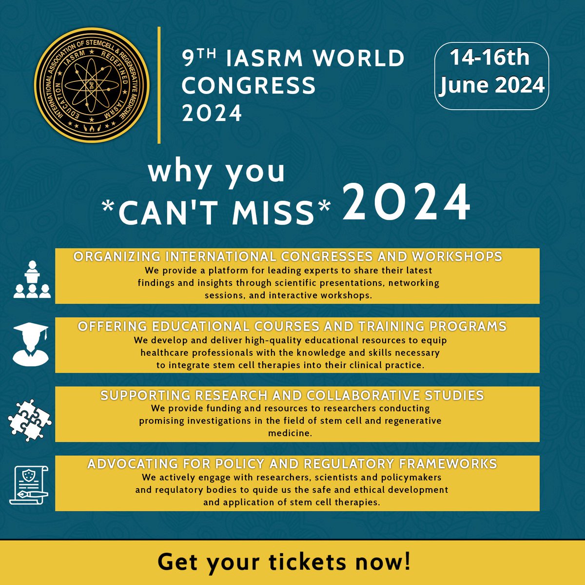 IASRM1's tweet photo. Hello All

Please register with this link for tomorrow and day after tomorrow lecture . Without registration  you will be not able to attend . 

https://t.co/lkmTTIbYlW

#IASRM9thWorldCongress
#LongevityRevolution2024
#AntiAgeing
#StemCell
#RegenerativeMedicine https://t.co/vVFQ5zrhWe