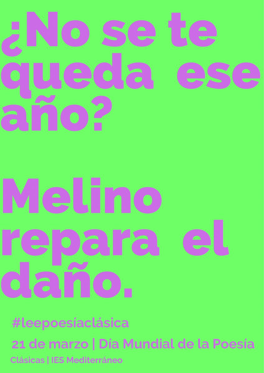 Mi alumnado de Griego y Latín ha creado y diseñado esta campaña publicitaria para el #DíaMundialdelaPoesía, que espero que os saque alguna sonrisa a estas alturas del curso.  1/2