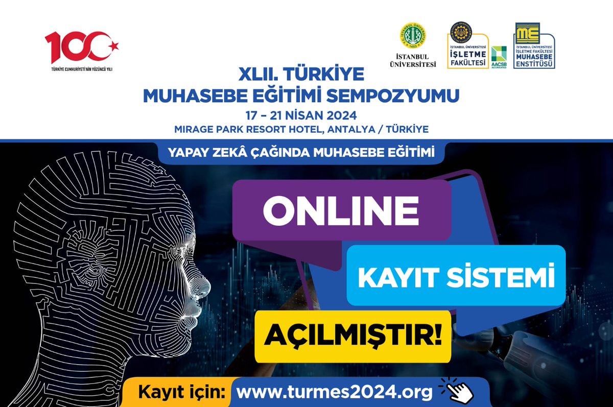 XLII. Türkiye Muhasebe Eğitimi Sempozyumu, "Yapay Zekâ Çağında Muhasebe Eğitimi" teması ile 17-21 Nisan 2024 tarihlerinde gerçekleştirilecektir.
turmes2024.org