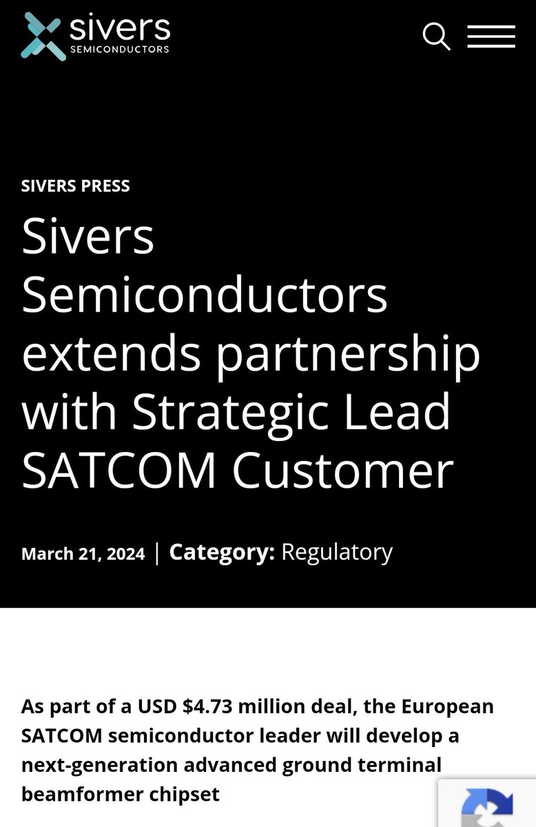 Very happy to share this news! This is the fourth press-releases in this quarter. The total amount is now approx $10 million. Two large SATCOM orders, US F100 and Optical solutions for AI clusters. I want to thank the <a href="/SiversSemicond/">Sivers-Semiconductors</a> team that is delivering excellent results!!