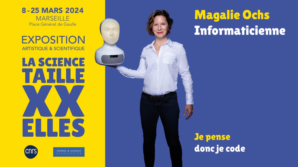 #science_XXelles. 👩‍💻 Magalie Ochs pense 🧠, donc elle code 🖥️. Au #LIS, elle tente de donner une dimension sociale et émotionnelle 🥰 aux robots humanoïdes 🤖et prouve que l’informatique n’est pas réservée aux hommes. ➡️provence-corse.cnrs.fr/fr/personne/ma…