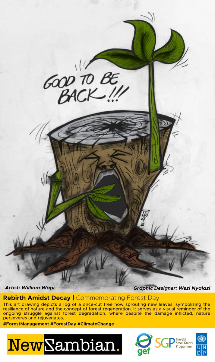 Through <a href="/NewZambian/">New Zambian Magazine</a>, a <a href="/GEF_SGP/">Small Grants Programme</a> grant recipient, artists are raising awareness on the need for urgent action to mitigate #ClimateChange in 🇿🇲

This #IntlForestDay, let's reflect on how we can act to preserve our life-sustaining forests &amp; the complex ecosystems that call it home🌳
