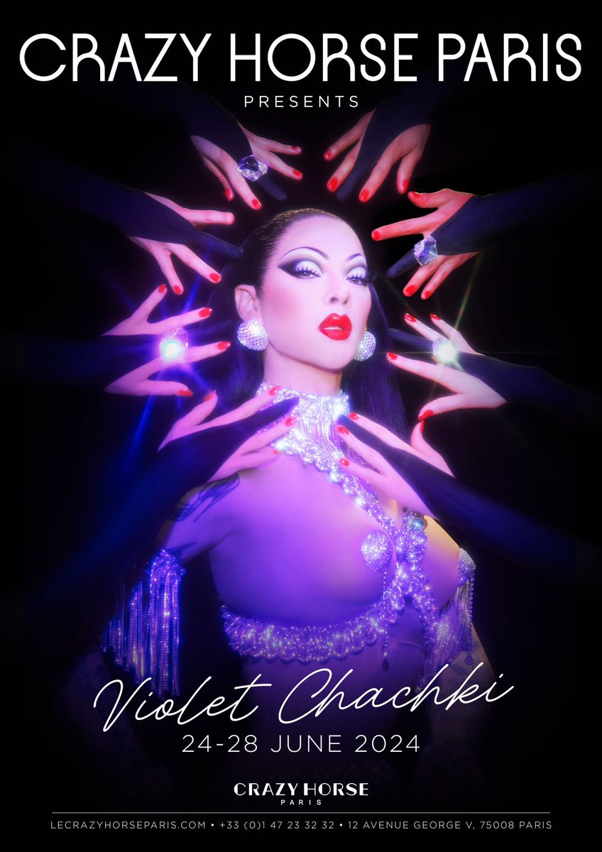 🌟Violet Chachki, the most glamorous of all drag queens, is the new Guest Star at Crazy Horse Paris ! 🤩 From June 24th to 28th for 10 exclusive shows ! ✨ Tickets 👇 reservation.lecrazy.com/fr
