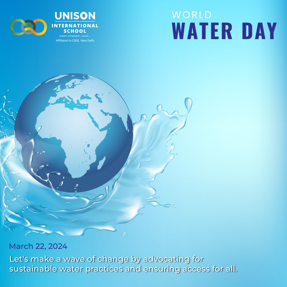 On World Water Day, let's educate and raise awareness about protecting water sources for future generations💧🌟

#WorldWaterDay #UnisonInternationalSchool #Excellence #Academics #ExtracurricularActivities #FutureLeaders #CBSESchool #Digitalseries