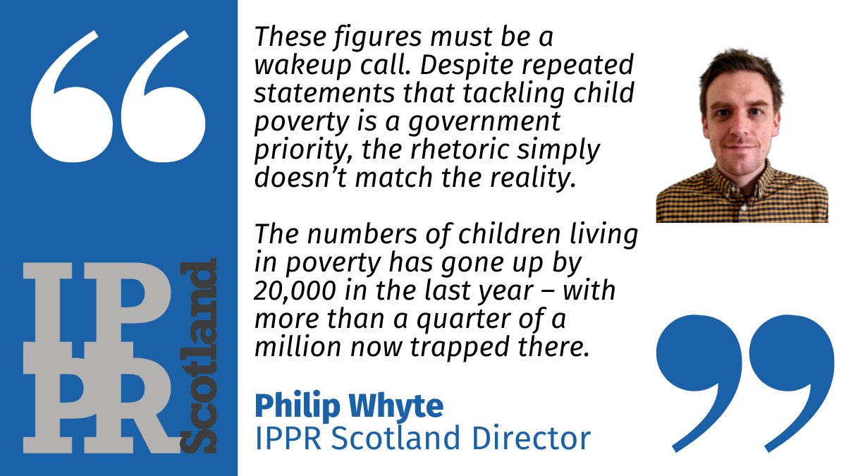 Child poverty statistics released today show that 260,000 children, the equivalent of over 11,000 primary school classes, were trapped in poverty in Scotland in 2022-23. These figures must be a wakeup call says @Philip_Whyte Read our full response here: ippr.org/media-office/n…