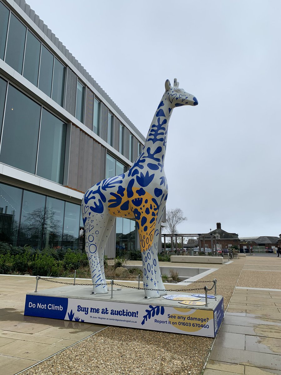 Loving the giraffe outside @westcamhub next to @CamVetSchool! #bemoregiraffe #cambridgestandingtall