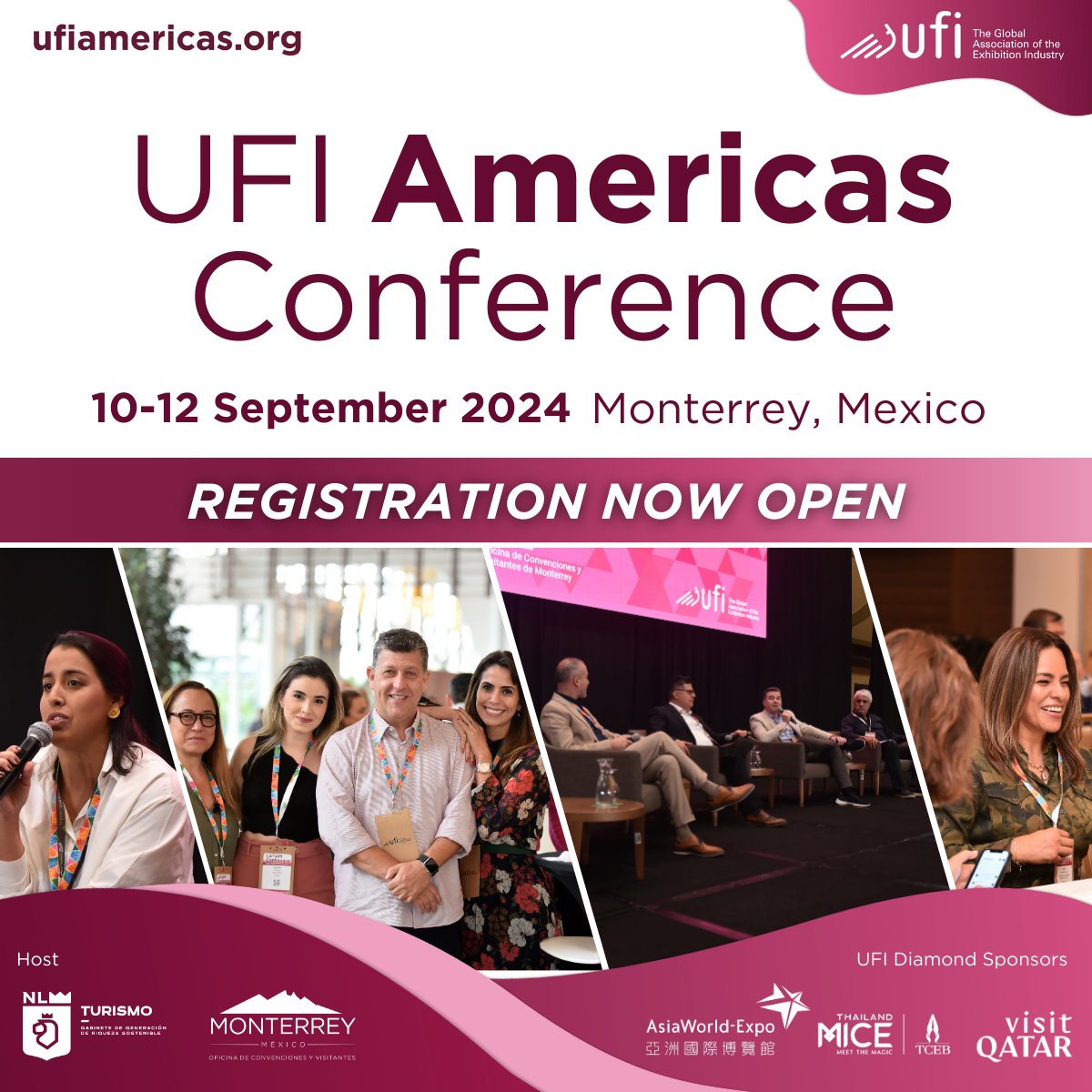 🎟️ Registration is officially OPEN for the UFI Americas Conference! 📅 Join us from 10-12 September 2024 in Monterrey, Mexico, hosted by the Monterrey Convention & Visitors Bureau at @cintermexmty. 🔗 ufiamericas.org #ufi #ufiamericas #eventprofs #cintermex