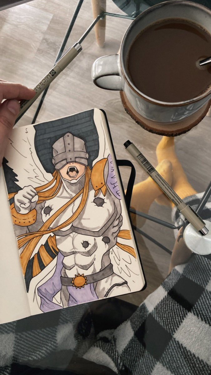 Bertorulez's tweet photo. Jugando con los rotuladores!! Vamos a seguir dándole detalle a este Angemon que aún le queda mucho!!! #drawing #digimon https://t.co/jo0zWl61xy